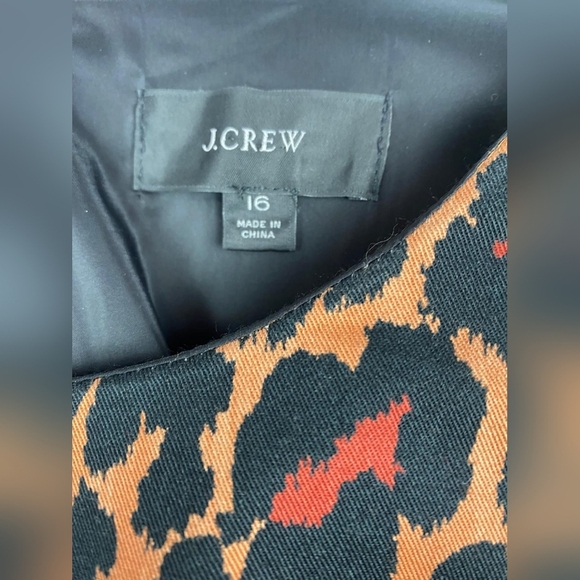 J.Crew Women’s Dress Brown Red Leopard Print Straight Stretch Lined Midi size 16 - Picture 2 of 8